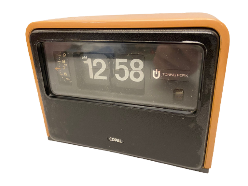1970 COPAL TUNING FORK FLİP ALARM CLOCK T7  ORANJ RENKDE MASA SAATİ 