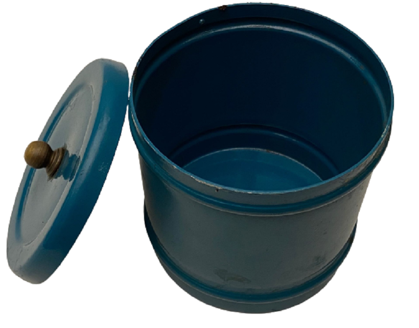 MAVİ METAL KAPAKLI BERBER  PAMUK SAKLAMA KUTU