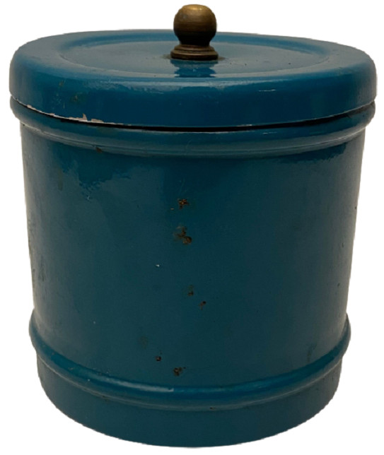 MAVİ METAL KAPAKLI BERBER  PAMUK SAKLAMA KUTU