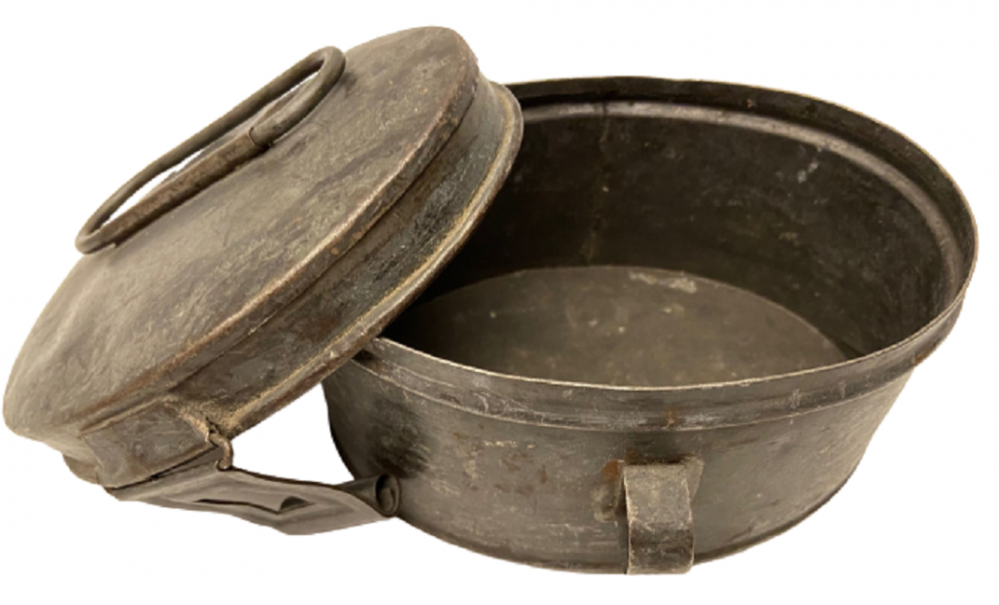 SEFERTAS 1910 BAKIR KAPAKLI EKMEK  SAKLAMA KABI  YEMEK  İÇİN KULLANILAN KAPAKLI ERZAK KUTUSU