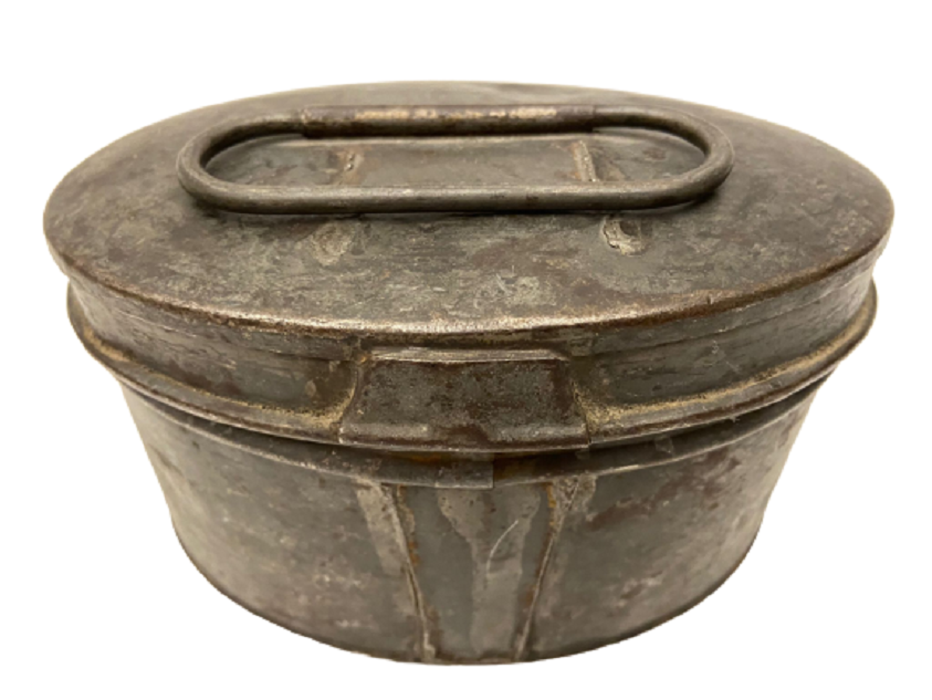 SEFERTAS 1910 BAKIR KAPAKLI EKMEK  SAKLAMA KABI  YEMEK  İÇİN KULLANILAN KAPAKLI ERZAK KUTUSU