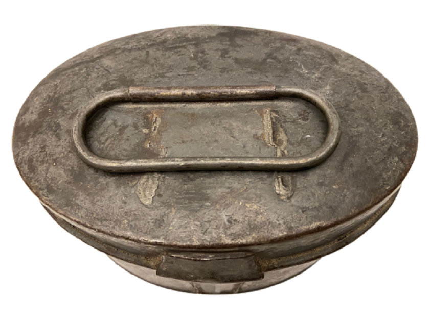 SEFERTAS 1910 BAKIR KAPAKLI EKMEK  SAKLAMA KABI  YEMEK  İÇİN KULLANILAN KAPAKLI ERZAK KUTUSU