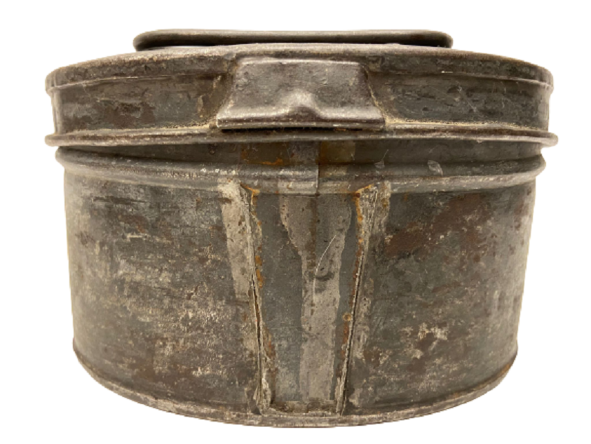 SEFERTAS 1910 BAKIR KAPAKLI EKMEK  SAKLAMA KABI  YEMEK  İÇİN KULLANILAN KAPAKLI ERZAK KUTUSU