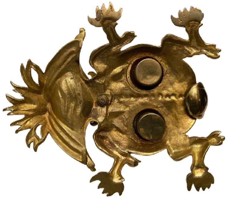 1970 FRANSIZ PİRİNÇ DÖRT AYAKLI EJDERHA FORMUNDA FARKLI FORMDA MASA ÜZERİ İÇERSİ CİFT PORSELEN KABLI GÖZ  HOKKA