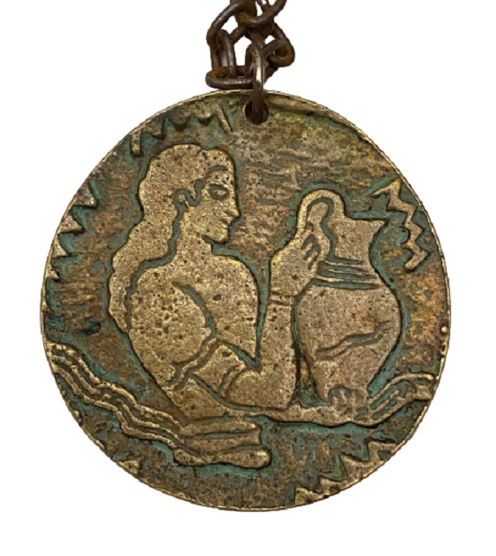 1960 PİRİNÇ MİTOLOJİK TEMALI BEREKET TANRISI MADALYON KOLYE