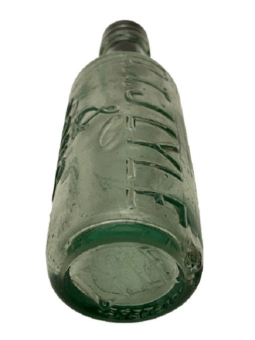 1920 OSMANLI PAZARI İÇİN GETİRİLMİŞ D.T.J LYLE AND SONS YEŞİL CAM VİDALI KAPAK MİNERALLİ SU ŞİŞESİ