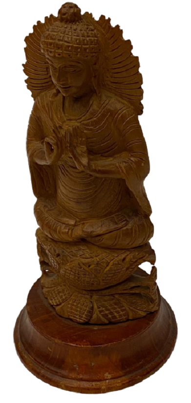 1950 AHŞAP TAMAMI  EL OYMA ALTI DAİRESEL KAİDELİ HİNT MİTOLOJİK TANRISI ŞİVA 