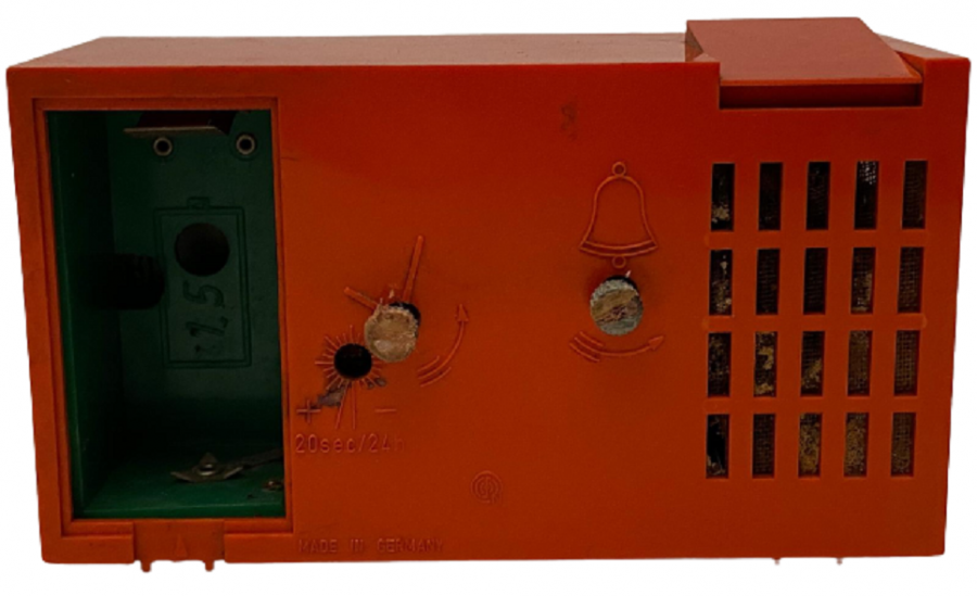 1960 RETRO ALMAN BBC QUARTZ  SIGNAL MASA ÜZERİ ORANJ RENKDE ÇALAR SAAT 