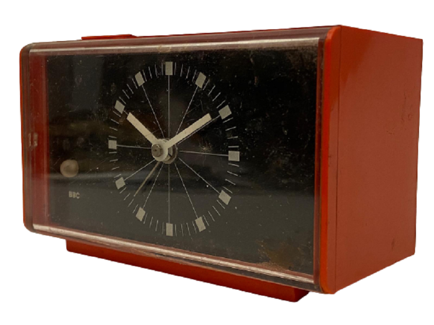 1960 RETRO ALMAN BBC QUARTZ  SIGNAL MASA ÜZERİ ORANJ RENKDE ÇALAR SAAT 