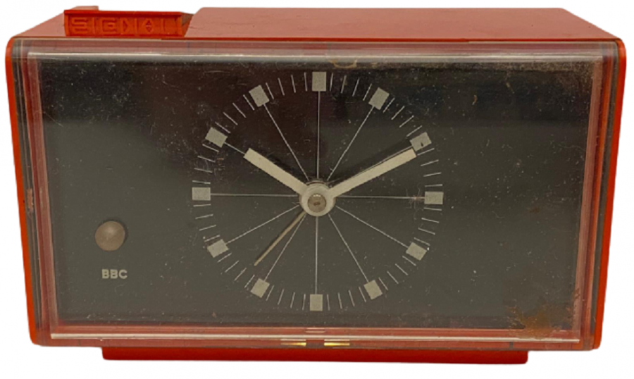 1960 RETRO ALMAN BBC QUARTZ  SIGNAL MASA ÜZERİ ORANJ RENKDE ÇALAR SAAT 