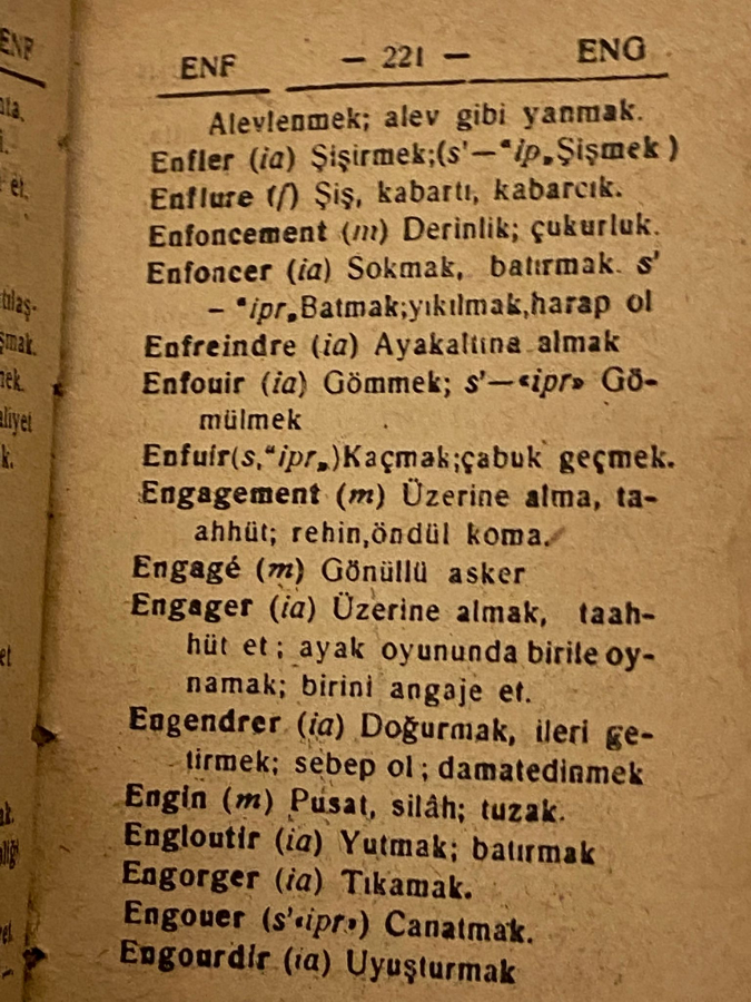 ANKARA 1958 MİNİ FRANSIZCA TÜRKCE CEPDE TAŞINAN SÖZLÜK