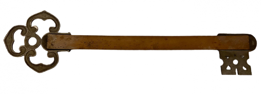 1960 BÜYÜK BOY ANAHTAR AHŞAP VE METALDAN PARÇALARDAN OLUŞAN TERMOMETRE