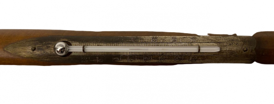 1960 BÜYÜK BOY ANAHTAR AHŞAP VE METALDAN PARÇALARDAN OLUŞAN TERMOMETRE