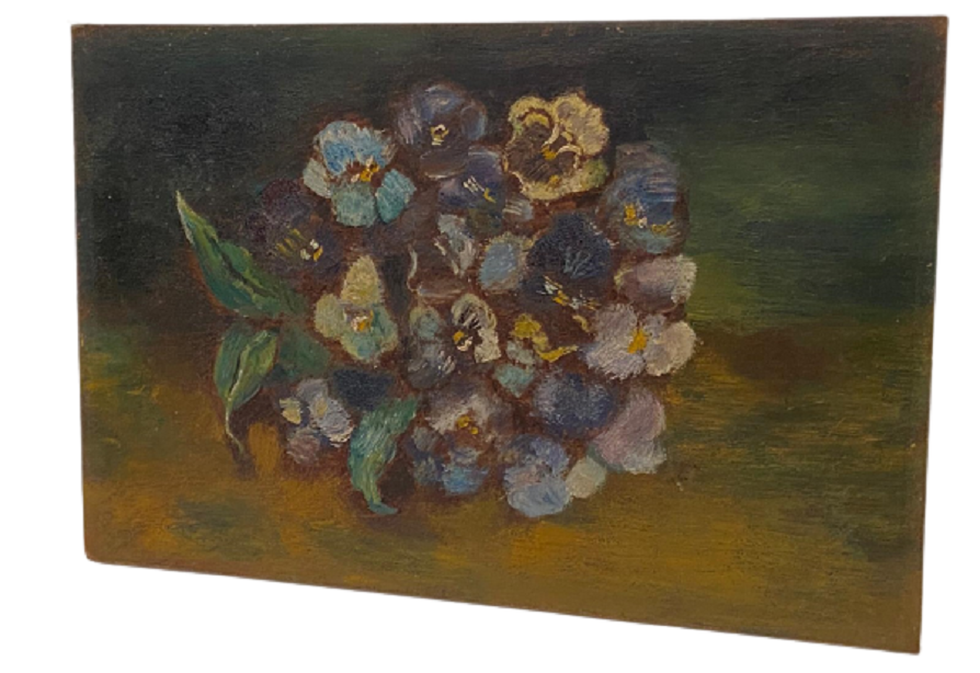 DURALİT ÜZERİ ÇİÇEK MENEKŞELER TEMALI YAĞLI BOYA TABLO