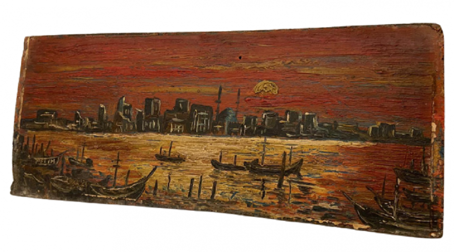 FETİH İMZALI AHŞAP DURALİT  ÜZERİNE YAPILMIŞ İSTANBUL HALİC YAĞLI BOYA TABLO