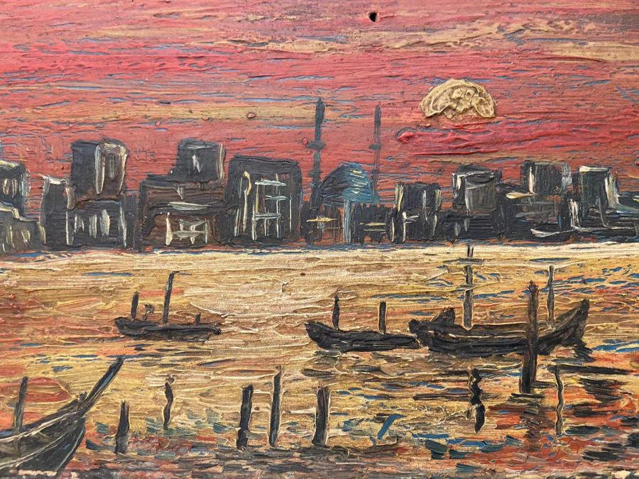 FETİH İMZALI AHŞAP DURALİT  ÜZERİNE YAPILMIŞ İSTANBUL HALİC YAĞLI BOYA TABLO