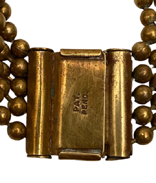 1940 FRANSIZ ALTIN KAPLAMA KİLİTLİ BONCUK DİZİM BAYAN BİLEKLİK