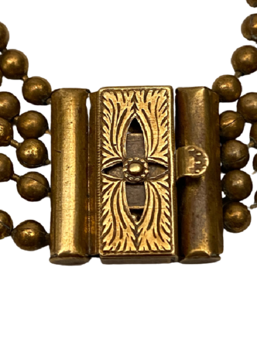 1940 FRANSIZ ALTIN KAPLAMA KİLİTLİ BONCUK DİZİM BAYAN BİLEKLİK