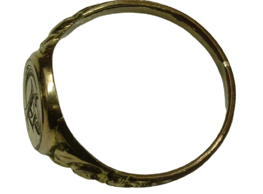 1940 G P İNSİYAL DAMGALI ALTIN KAPLAMA İŞLEMELİ YÜZÜK