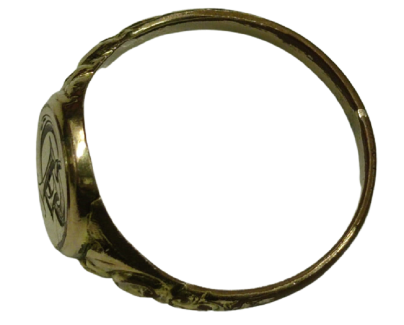 1940 G P İNSİYAL DAMGALI ALTIN KAPLAMA İŞLEMELİ YÜZÜK