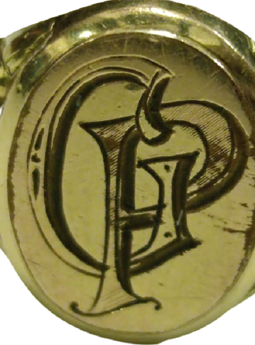 1940 G P İNSİYAL DAMGALI ALTIN KAPLAMA İŞLEMELİ YÜZÜK