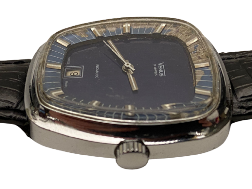 VENUS  KURMALI MEKANİK CALIŞAN TAKVİMLİ STAINLESS STEEL DERİ KAYIŞLI ERKEK KOL SAATİ