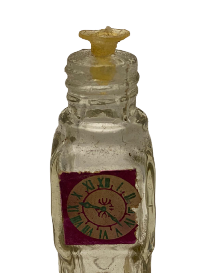 1960 İZMİR SAAT KULESİ ŞEKLİNDE CAM MİKA KAPAKLI KOLONYA ŞİŞESİ