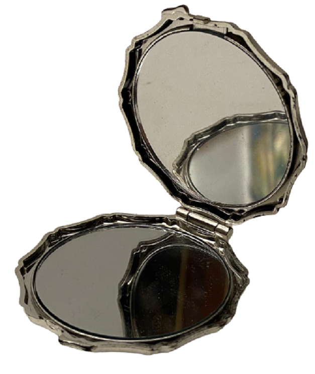 PLASTİK NIKEL KAPLAMA  ÜZERİ GÖZ KIRPAN HOLOGRAMLI MAKYAJ AYNASI