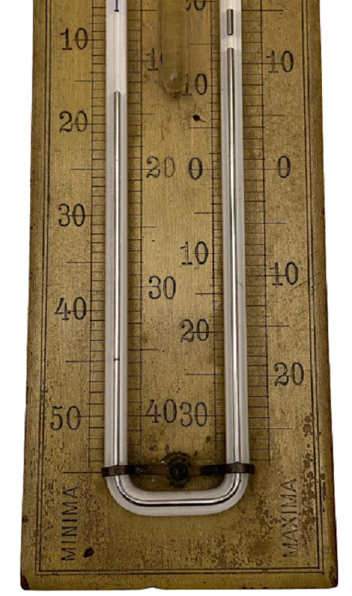 1916 AHŞAP ARKASINDA OSMANLICA YAZILAR BULUNAN MINIMUM MAXIMUM  CIVALI ODA İÇİ TERMOMETRE
