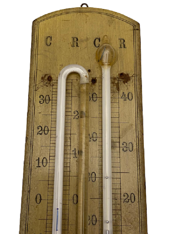 1916 AHŞAP ARKASINDA OSMANLICA YAZILAR BULUNAN MINIMUM MAXIMUM  CIVALI ODA İÇİ TERMOMETRE