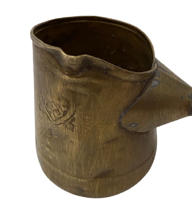 OSMANLI SULEYMANİYE  1 NUMARA BOYDA BRONZ ÜZERİ DAMGALI UZUN BORU SAPLI KAHVE PİŞİRME CEZVE