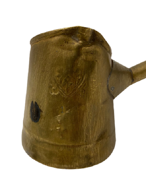 OSMANLI SULEYMANİYE  1 NUMARA BOYDA BRONZ ÜZERİ DAMGALI UZUN BORU SAPLI KAHVE PİŞİRME CEZVE