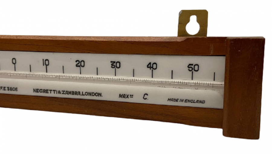 İNGİLİZ NEGRETTI & ZAMBRA LONDON MAXİMUM AHŞAP ÜZERİNE PORSELEN CIVALI TERMOMETRE