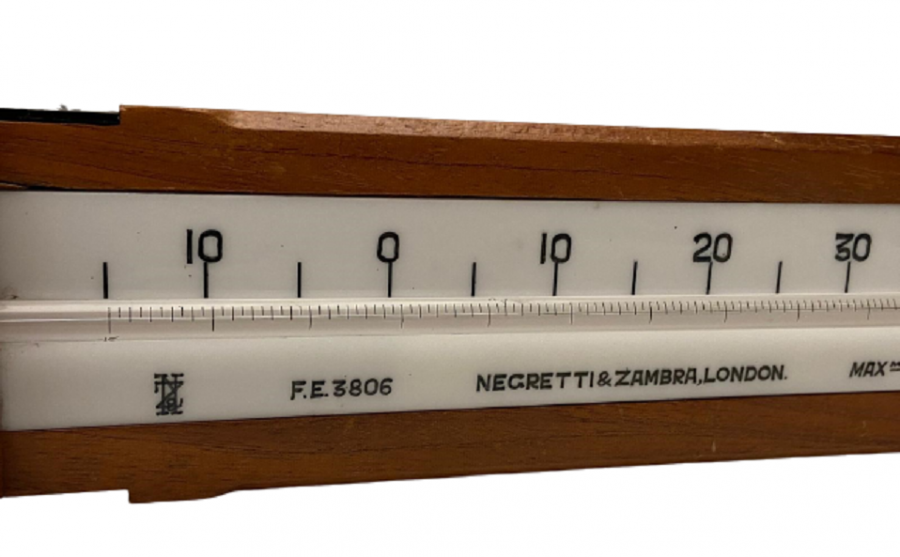 İNGİLİZ NEGRETTI & ZAMBRA LONDON MAXİMUM AHŞAP ÜZERİNE PORSELEN CIVALI TERMOMETRE