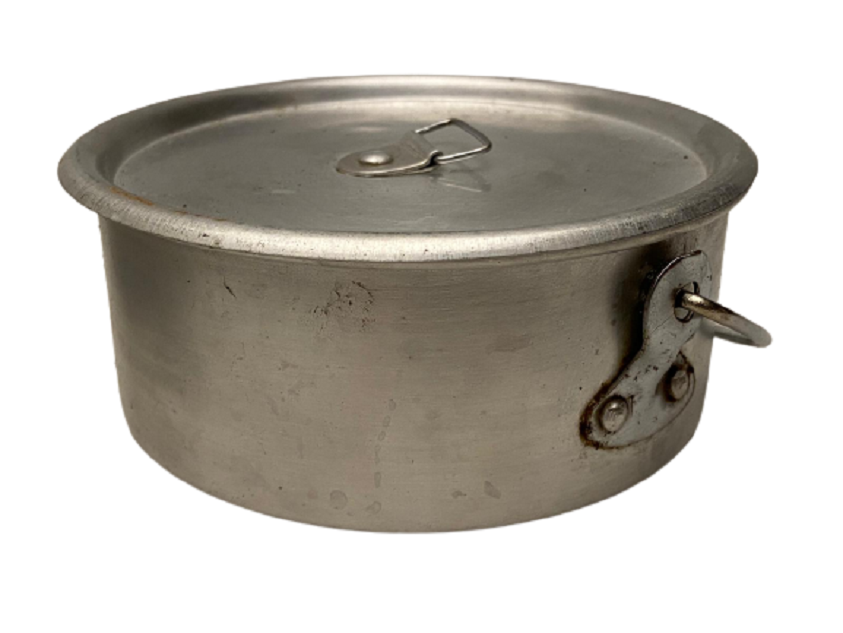 1950 METAL ALÜMİNYÜM ASKER  KARAVANA AVCI TİPİ YEMEK PİŞİRME YAPMA SETİ KABI