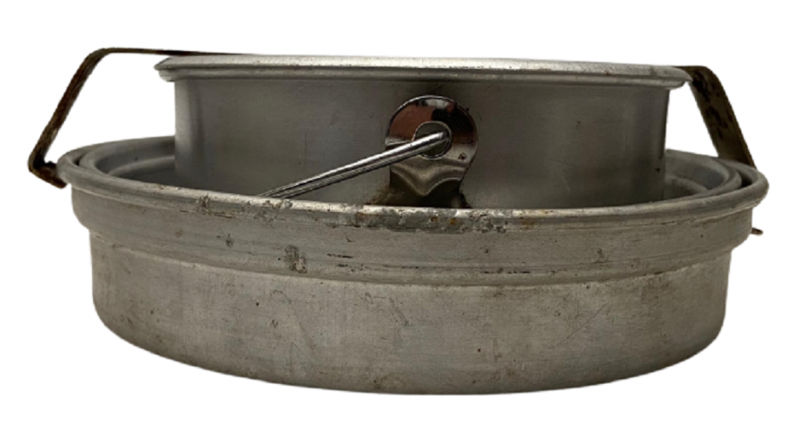 1950 METAL ALÜMİNYÜM ASKER  KARAVANA AVCI TİPİ YEMEK PİŞİRME YAPMA SETİ KABI
