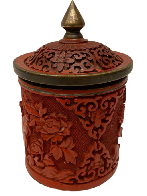 1950 METAL DIŞI KABARTMA İŞLEMELİ MAKYAJ PAMUK MUHAFAZA KAPAKLI  KUTU