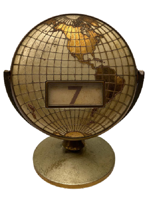 METAL DÜNYA HARİTASI FORMUNDA STANDLI MASA ÜZERİ AYLIK TAKVİM