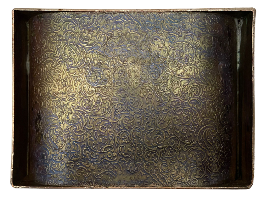 1940 PİRİNC ÜZERİ GÜMÜŞ KAPLAMA MASA ÜZERİ SIGARA İKRAM SUNUM SAKLAMA  KABI KÖMPLE ÜZERİ İŞLEMELİ KUTU