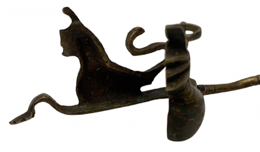 OSMANLI PİRİNÇ İŞÇİLİKLİ KAPLAN FÜGURLU  MUM SÖNDÜRME MAKASI