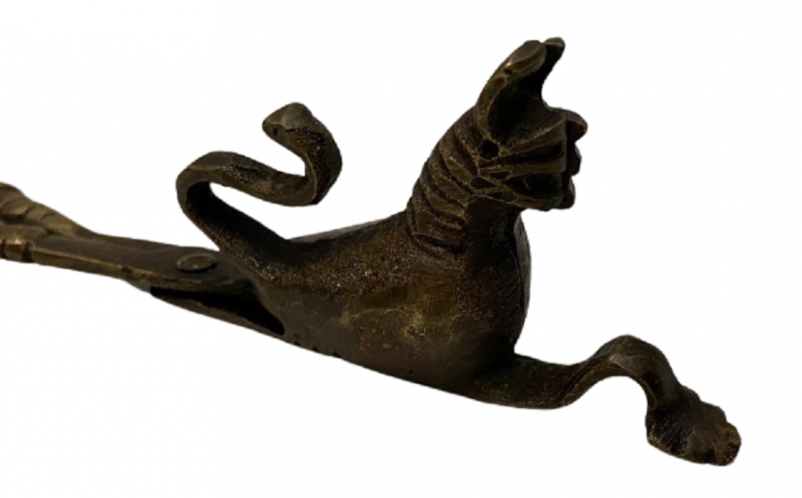 OSMANLI PİRİNÇ İŞÇİLİKLİ KAPLAN FÜGURLU  MUM SÖNDÜRME MAKASI