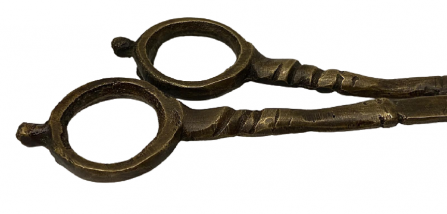 OSMANLI PİRİNÇ İŞÇİLİKLİ KAPLAN FÜGURLU  MUM SÖNDÜRME MAKASI