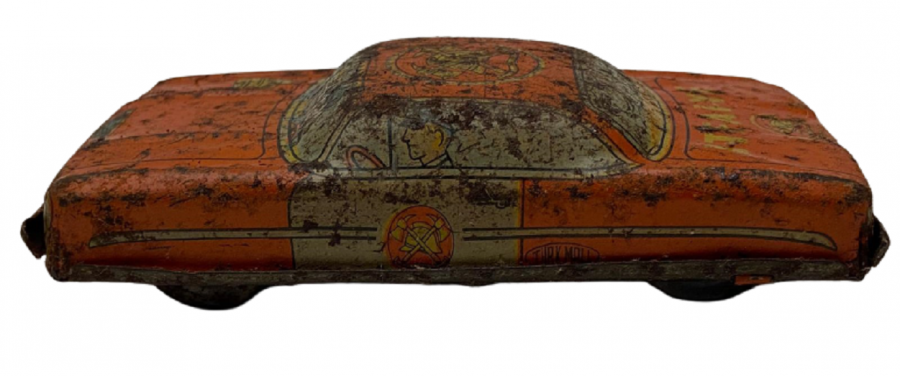 TÜRK MALI TENEKE YERLİ OYUNCAK M. BAYBÖRÜ  İTFAİYE ARACI