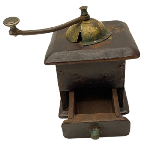 1900 OSMANLI AHŞAP UFAK BOY ÇEKMECELİ EL CEVİRMELİ CİFT İÇİMLİK TİRYAKİ KAHVE DEĞİRMENİ