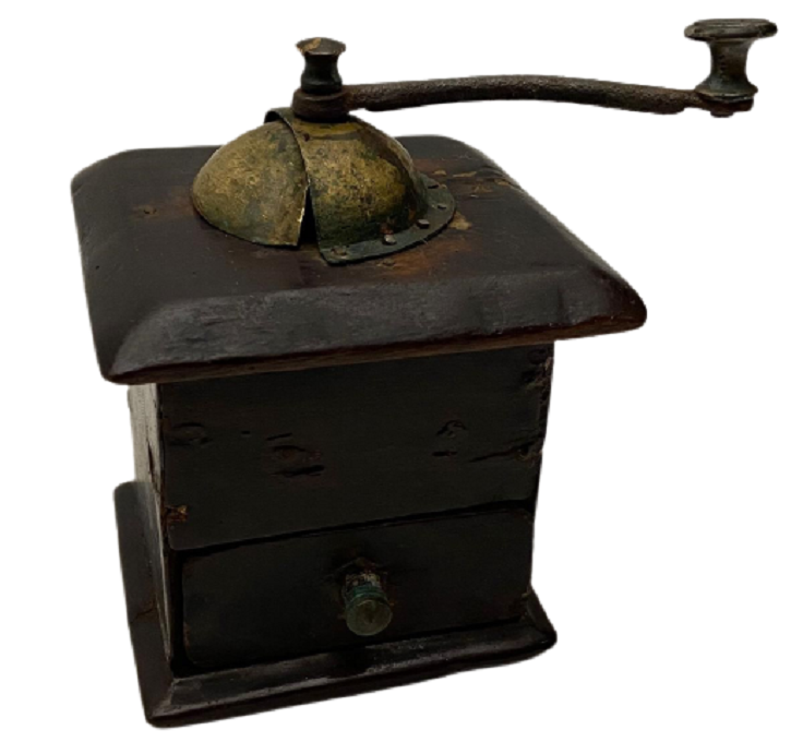 1900 OSMANLI AHŞAP UFAK BOY ÇEKMECELİ EL CEVİRMELİ CİFT İÇİMLİK TİRYAKİ KAHVE DEĞİRMENİ