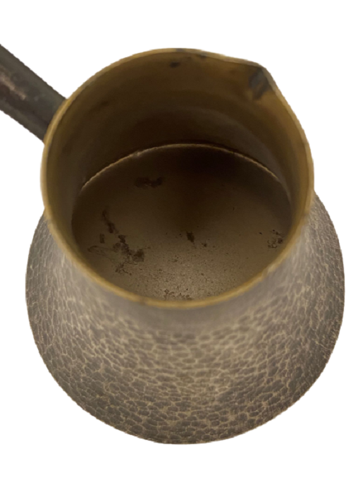 SAP KISMI YAZILI  İŞLEMELİ EL DÖGME BAKIR TİRYAKİ BAKIR KAHVE CEZVE