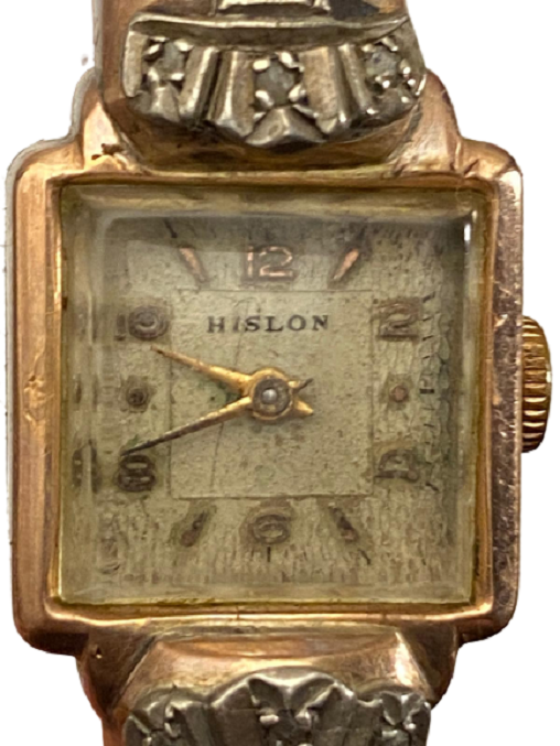 HISLON ALTIN 14K KAPLAMA MEKANİK KURMALI  DEGERLİ TAŞLARLA İŞLENMİŞ BİLEZİK  KORDONLU SAAT