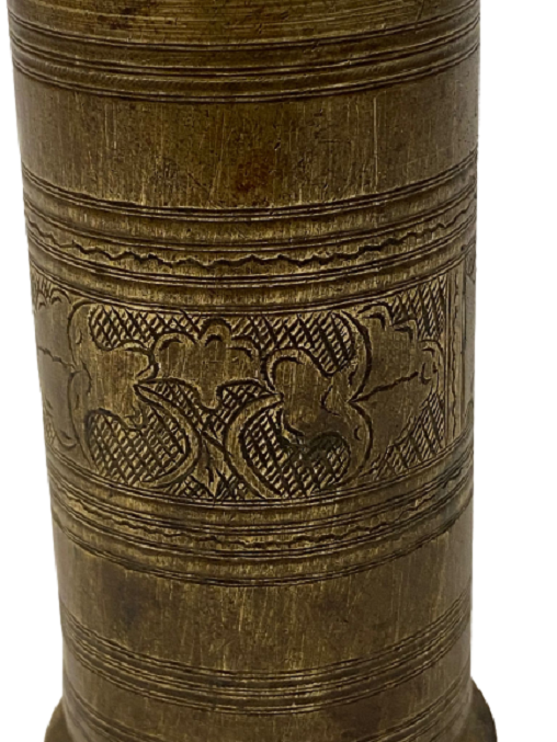 OSMANLI PİRİNÇ ÜZERİ KALEM  İŞLEMELİ EL ÇEVİRMELİ MEKANİK KAHVE ÖGÜTME CEKME DEĞİRMEN