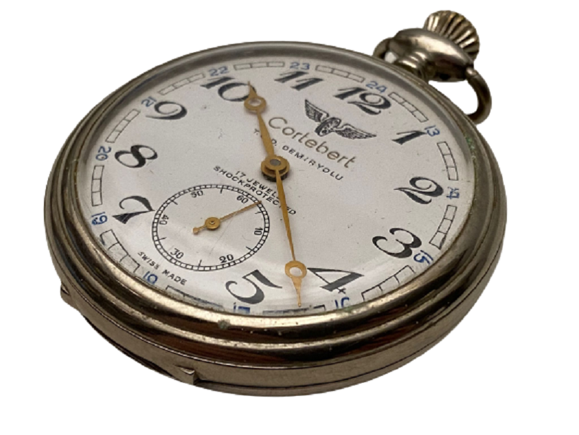 1930 İSVİCRE SWISS MADE T.C.D.D TÜRKİYE CUMHURİYETİ DEVLET DEMİRYOLU CORTEBERT KAPAKLI KÖSTEKLİ KURMALI MEKANİK SAAT SORUNSUZ