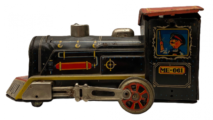 1960 TENEKE M- 061 TREN MEKANİK  PİLLİ OYUNCAK TREN LOKOMOTİF